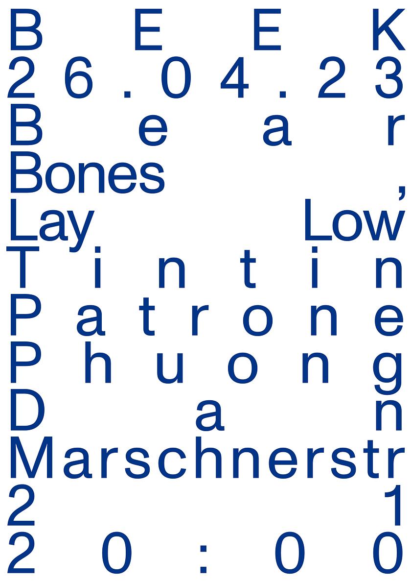 BEEK w/ Bear Bones, Lay Low, Tintin Patrone, Phuong Dan